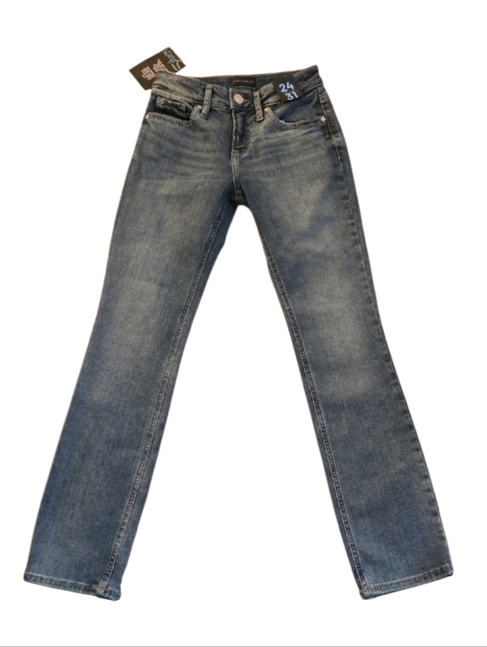 Silver Jeans Suki Mid Rise Straight Jeans - Medium Blue
